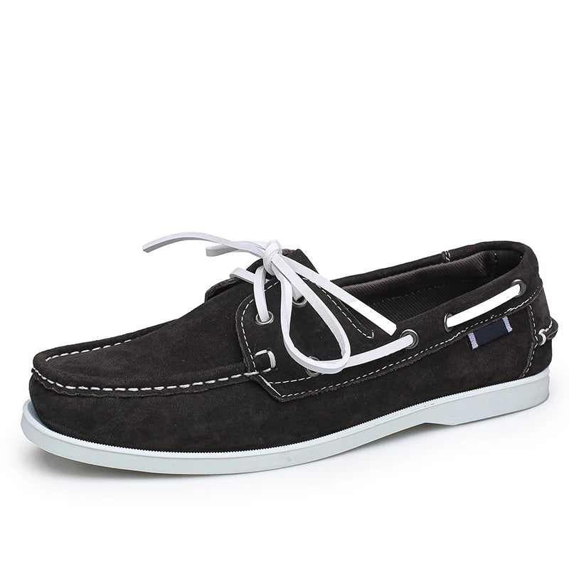 New Men's Casual Shoes Fashion Leather Docksides Boat Shoes British Style Lace Up Men Loafers Men Breathable Handmade Moccasins