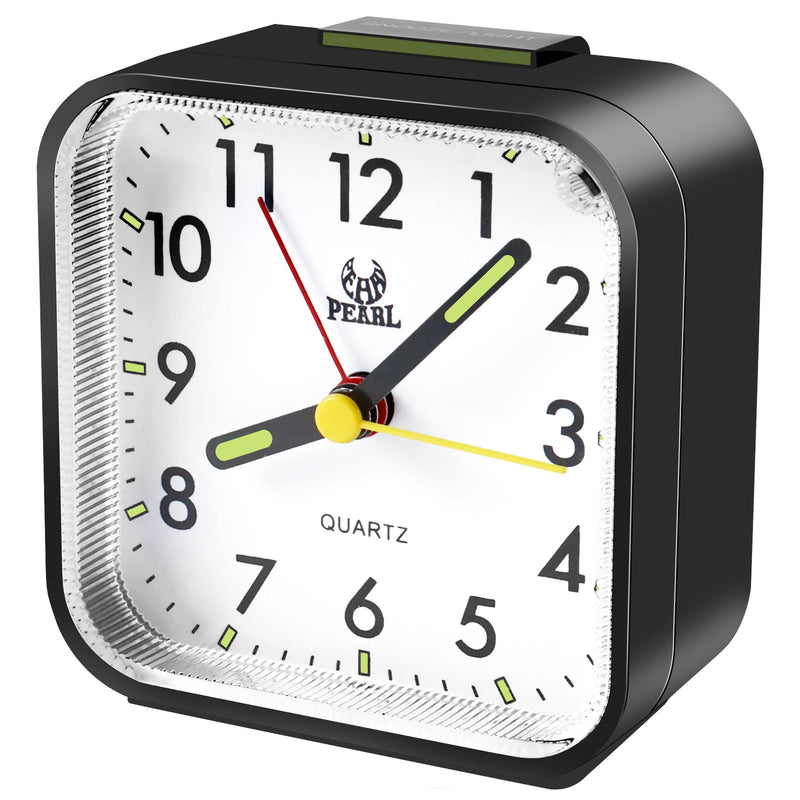 Analog Alarm Clock Battery Operated Analog Desk Clock Portable Silent Bedside Clock with Night Light for Bedroom Bedside