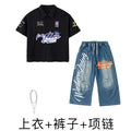 Kid Hip Hop Clothing Black Baseball Shirt Top Denim Blue - View 9 | SAMAG