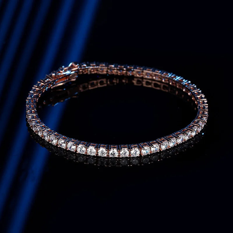 4mm 925 Sterling Silver Moissanite Bracelet 3mm D VVS1 Diamond with GRA for Women Sparkling Wedding Party Fine Jewelry