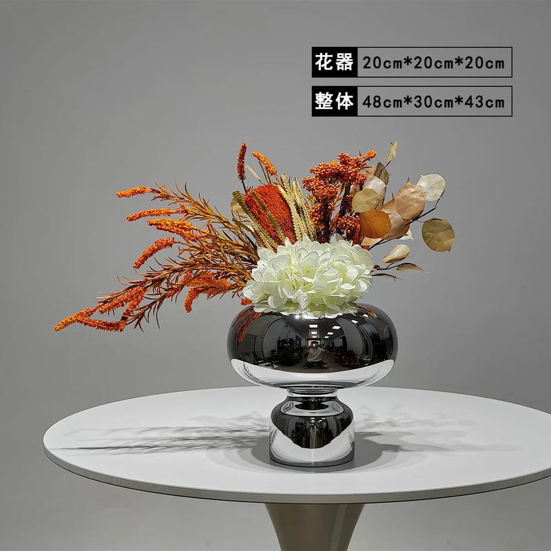 Elegant Artificial Flower Vase Set Home Office Decor Flower Arrangements Model Room Display