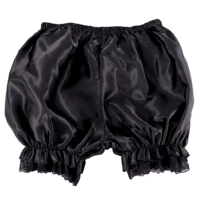 Women Imitation Silk Bloomers Lace Trim Panties Victorian Pumpkin Shorts