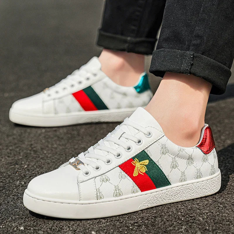 Brand Fashion Embroidered Bee Shoes Man Quality Genuine | SAMAG
