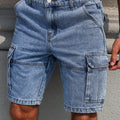Men's Summer Blue Regular Denim Shorts. Multi-Pocket | SAMAG