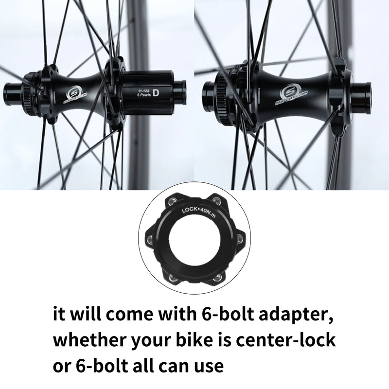 SUPERTEAM 700C Disc Brake Carbon Wheelset UCI Quality Carbon Rim Tubeless/Clincher Road Bike Wheels HG/XDR