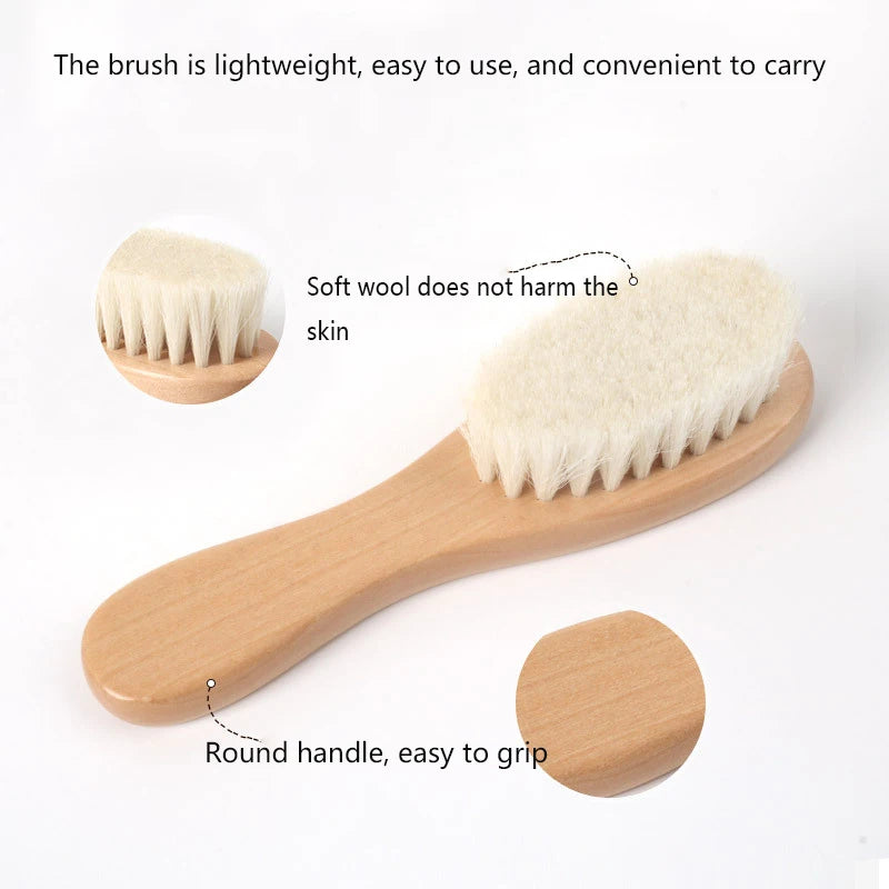 Wooden Baby Hair Brush Comb Soft Baby Bath Brush Clean Hair Body Gentlely Newborn Protect Shower Infant Wash Care Tool