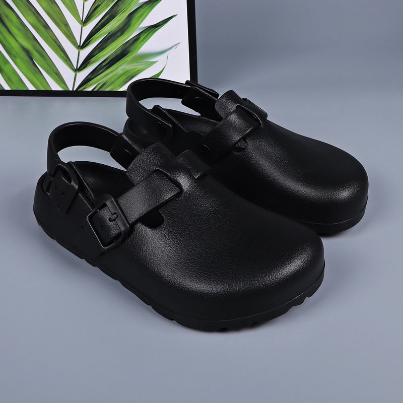 Women Designer Shoes Platform Heels Adjustable Buckle Waterproof Lightweight Chef Shoes Black Mule Clogs Casual Comfortable