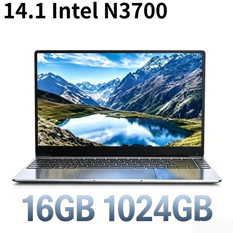 Intel N3700 14.1 Inch Ultra Slim Laptop 16GB RAM 2TB SSD 1920x1080 Gaming Notebook for Office Study 4K Video Pro