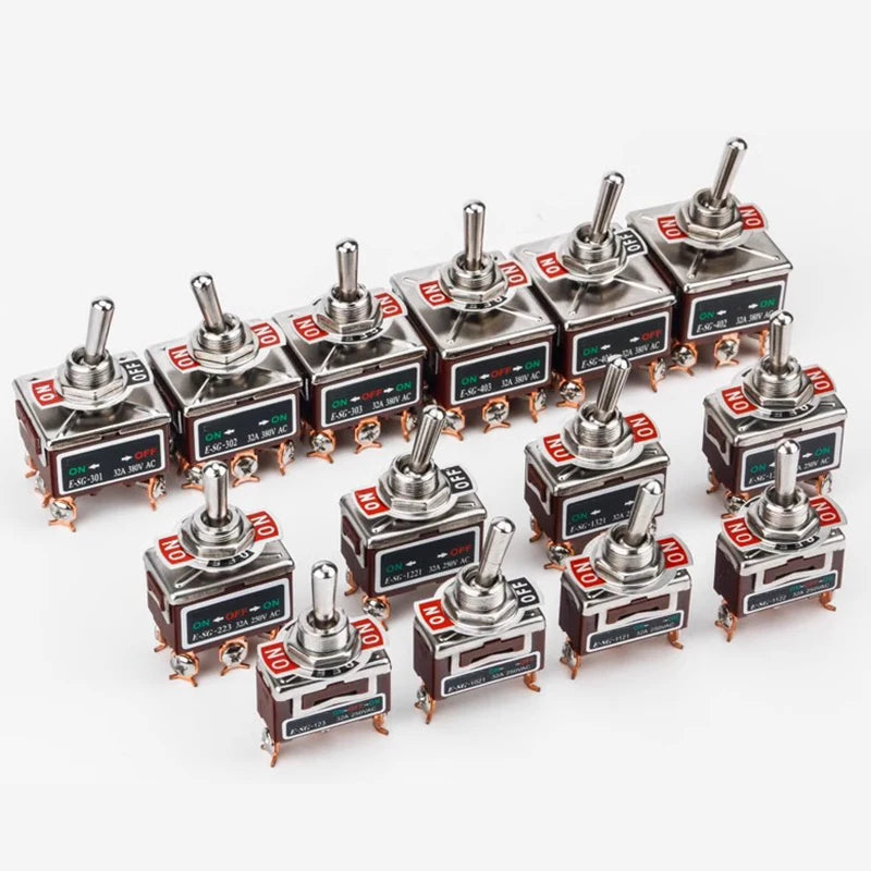 High Current Rocker Switch 2/3/4/6/8/9/12Pin Self Reset/Self-locking Toggle Switch Copper Pin 32A 250VAC Power Button Switch