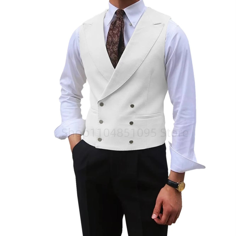 Fashion Solid Vests for Men Casual Style Sleeveless Male Fashion Waistcoat 1 Piece Slim Fit Beach Prom Party Suits Vest