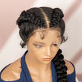 Cornrow Braided Wigs for Women Knotless 30 Inches Synthetic Conrow Braids Wig with Baby Hair Ponytail Transparent Full Lace Wig