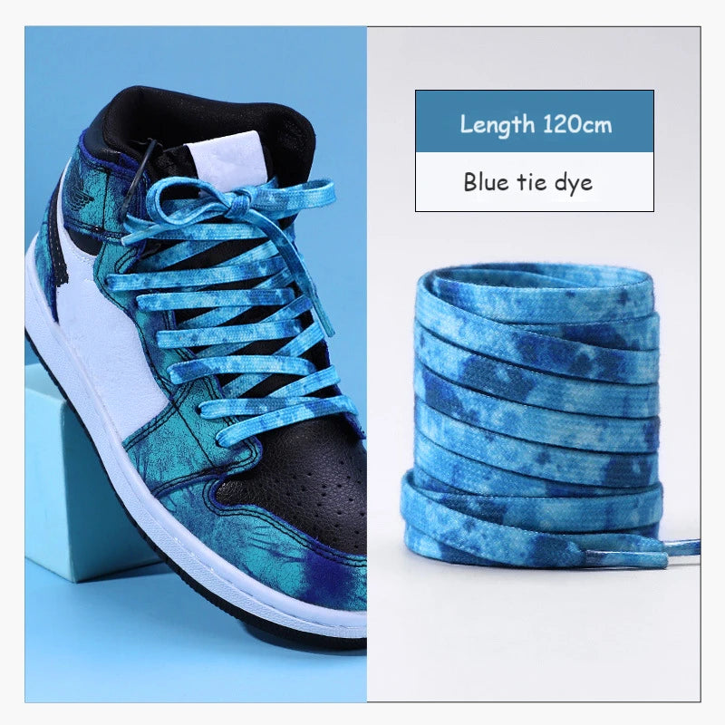 1 Pair Cotton Shoelaces Trend Tie Dye Shoe Laces Personality Men and Women Casual Shoes Universal Flat Shoelaces 120/140/160cm