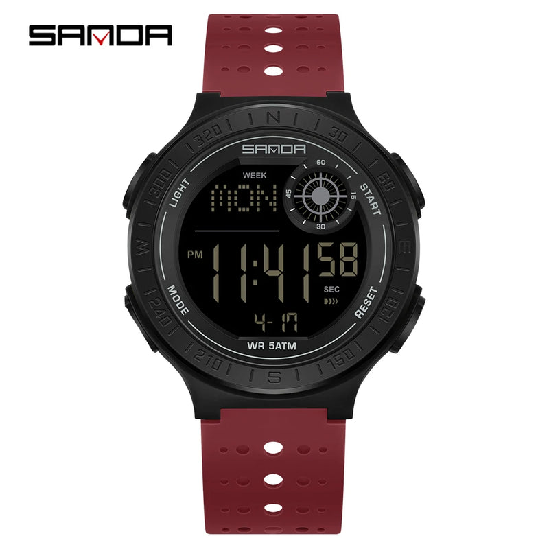 SANDA 6337 Fashion Men's Electronic Watch Sports Alarm Clock 50M Waterproof Stopwatch Timer Men's and Women's Watch