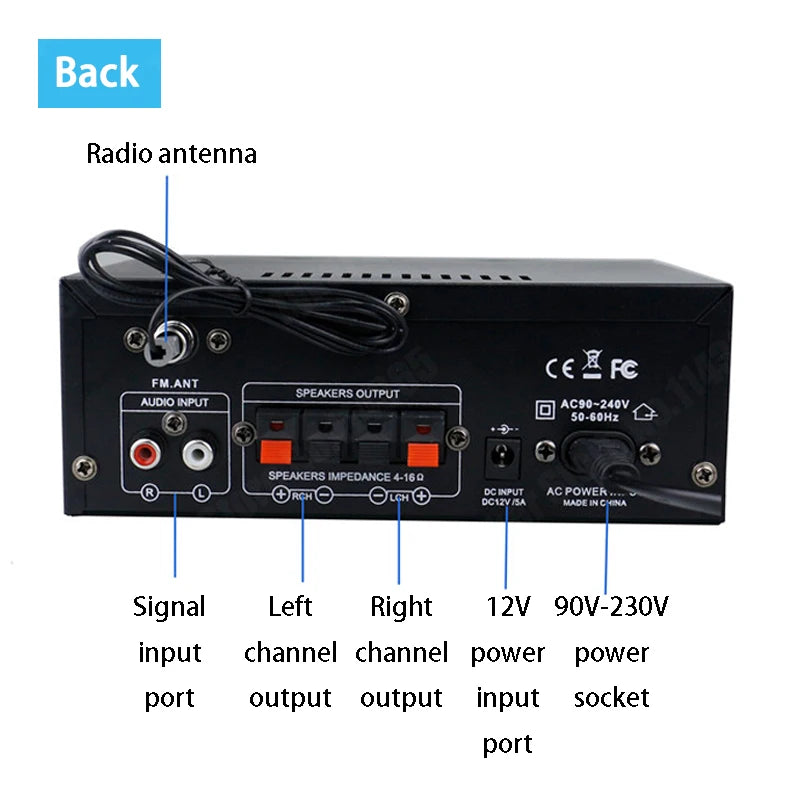HiFi Digital Amplifier AK45 Bluetooth Amplify MP3 Channel 2.0 Surround Sound Amplifiers Support 90V-240V for Home Car MAX 350W*2