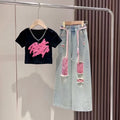 Kids Child New Jeans T - shirt Clothing Set for Teen Girl - View 6 | SAMAG