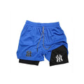 Men's tight fitting sports shorts, printed sports shorts, double-layer 2-in-1 quick drying basketball muscle fitness shorts