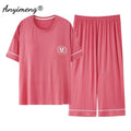 Plus Size Women's Capri Pants Pajamas Sets Polka Dot | SAMAG