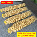 #613 Color Deep Curly Human Hair Extensions Brazilian Weaving 100% Unprocessed Raw Virgin Hair Deep Wave Weave Bundles Full Head