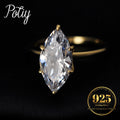 Potiy Vintage 9ct 5A Marquise Shape Cubic Zirconia Solitaire Engagement Ring For Women 925 Sterling Silver 14K Yellow | SAMAG