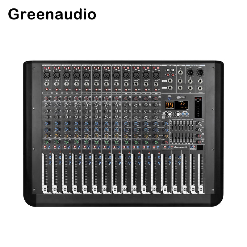 GAX-MQ12 Power Mixer Amplifier Professional Mixer 8-Channel Stage Audio 800W*2 With 99 DSP 7-Segment Equalizer Mixer
