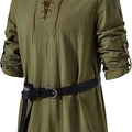 Men Medieval Lace Up Linen Long Sleeve Tunic Viking | SAMAG