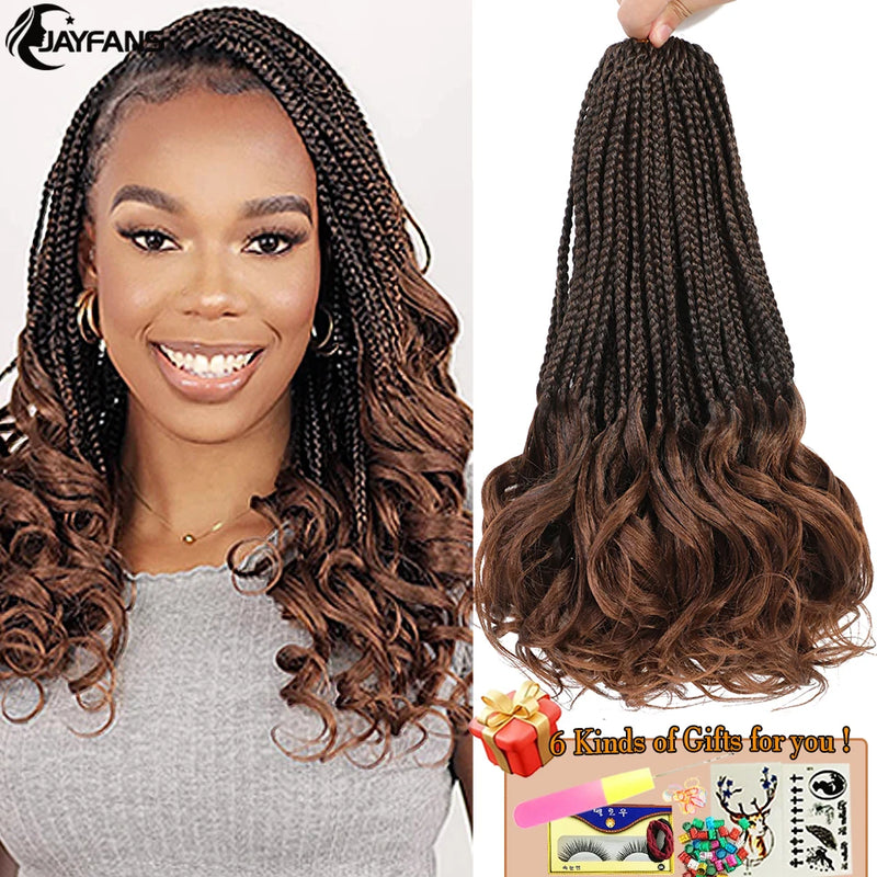 14” French Curls Braiding Hair Pre Braided Synthetic Box Braids Crochet Curl Ends French Curl Crochet Braids for Women And Kids