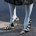 Zebra Pattern Print Leather Stiletto Pumps Pointed Toe Thin Heels Women's Spring Autumn Shallow Slip On Trending High Heels