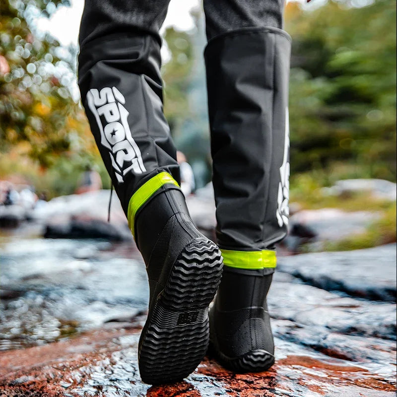 Fashion High-Top Rain Boots Outdoor Fishing Boots Men's Rain Boots For Outer Wear Long-Tube Waterproof And Non-Slip Couple Style