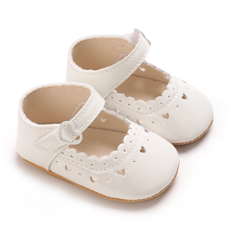 VALEN SINA 0-18 Months Newborn Girl White Baptism Shoes Bow Non-slip Rubber Soft-Sole Flat PU First Walker Mary Janes