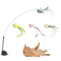 Plush Simulated Bird Cat Stick Head Cat Teaser Stick Colorful Cat Playing Teaser Wand Suction Cup Teaser Toy Interactive Cat Toy