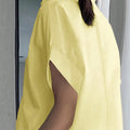 Women's Light Yellow Loose Fit Short Sleeve Shirt - View 2 | SAMAG