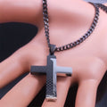 Goth Stainless Steel Cross Pendant Necklace Biker Men Punk Black Silver Color Crucifixion Crystal Necklace Hip Hop Jewelry N6337