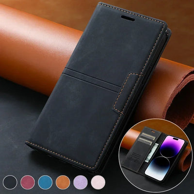Wallet Flap Skin Feel Magnetic Leather Cover For iPhone | SAMAG