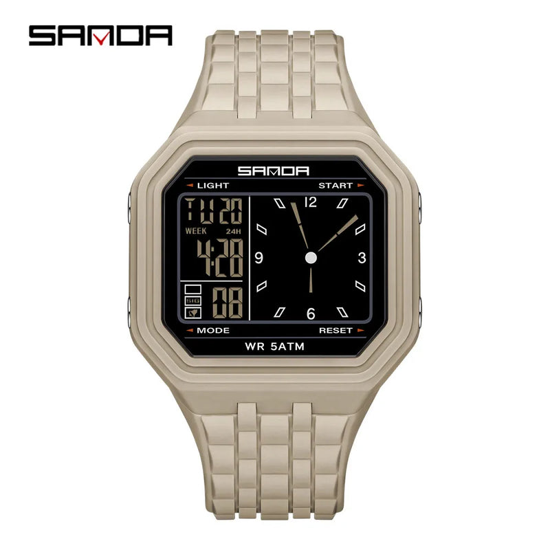 SANDA 6367 New Fashion Electronic Watch Men's 50m Waterproof Night Light Multi Functional Student Trend - Visuel 11 | SAMAG
