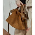 BURMINSA Genuine Suede Leather Hobo Bags Women Vintage Designer Large Shoulder Crossbody Tote Slouchy Soft Office Work Handbags