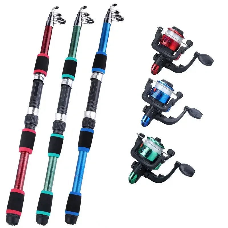 Telescopic Fishing Rod Spinning Reel Full Kit Complete | SAMAG