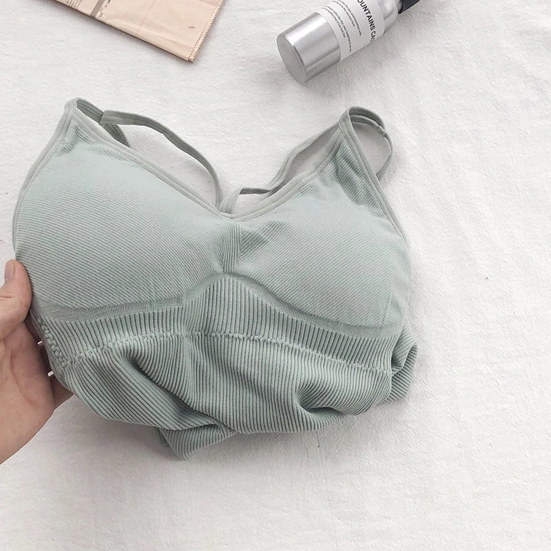 Women Cotton Lingerie Push Up Bra Sexy V Neck Tube Top Fashion Solid Color Underwear Female Soft Brassreie With Chest Pad