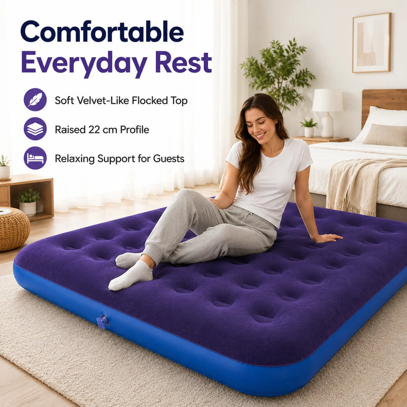 Inflatable Air Mattress Bed with Built - in Pump, Flocked - View 5 | SAMAG