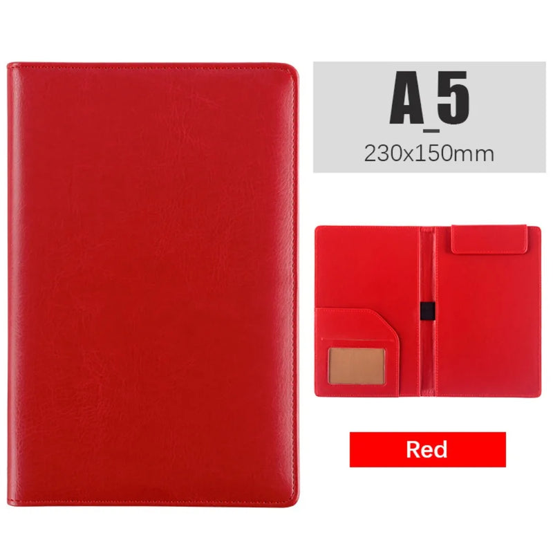 PU Leather A5 File Folder Card Slot With Elastic Pen Insert Business Meeting Contract Clamp Waterproof Order Dishes Note Holder