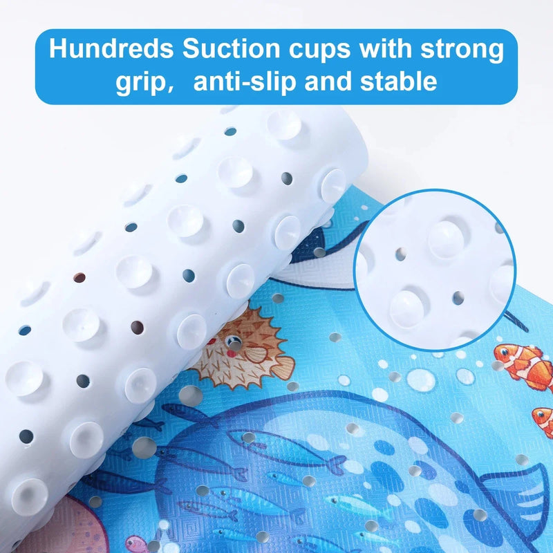 1pc Baby Bath Mat for Tub Non Slip Kids Bath Mat - 40x10cm Extra Long Cartoon Bathtub Mat Toddler Bath Mats with Suction Cups