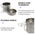 Widesea Ultralight Titanium Camping Pot 1100ml Foldable Handle Portable Outdoor Cookware with Mesh Bag for Backpacking Hiking Tr