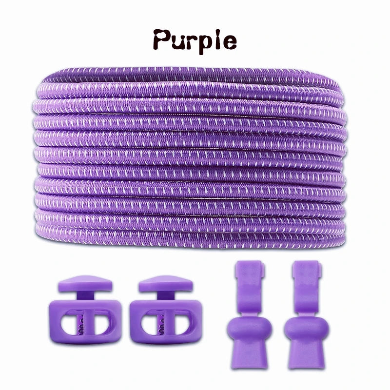 1 Pair Elastic Shoelaces Kit with Push Button Lock Stretch No Tie Shoe Laces for Running Sneakers Sports Shoes Adults Kids