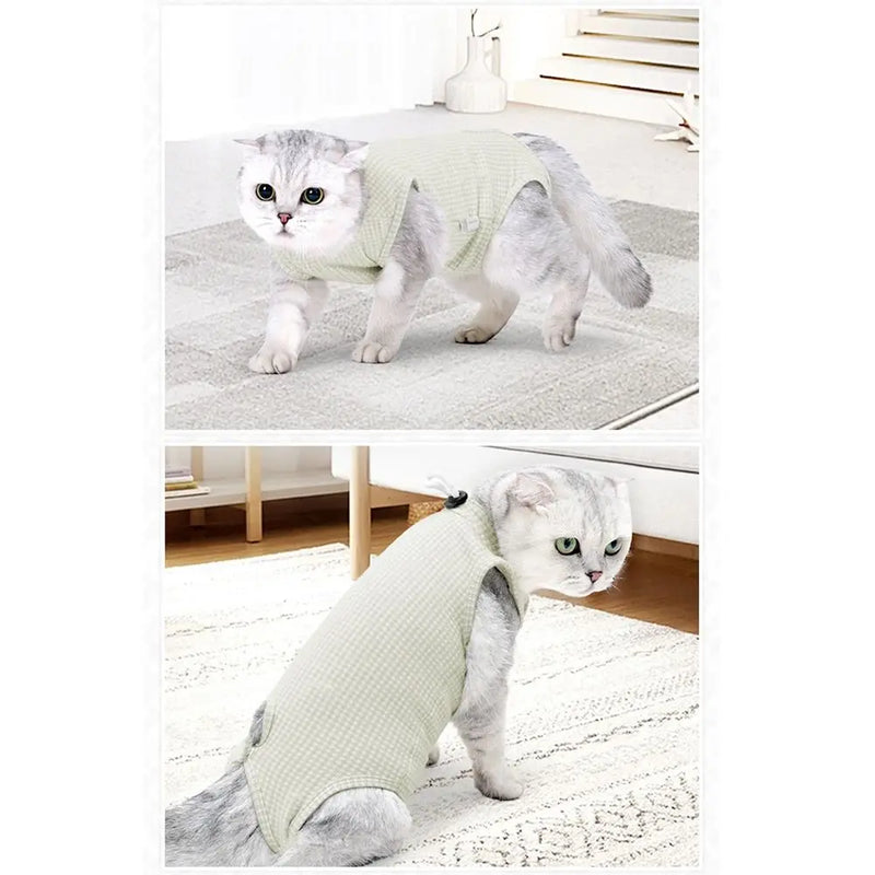 Breathable Pet Recovery Suit Soft Cotton High Elastic Cat Sterilization Clothes Adjustable Anti-Licking Weaning Jumpsuit