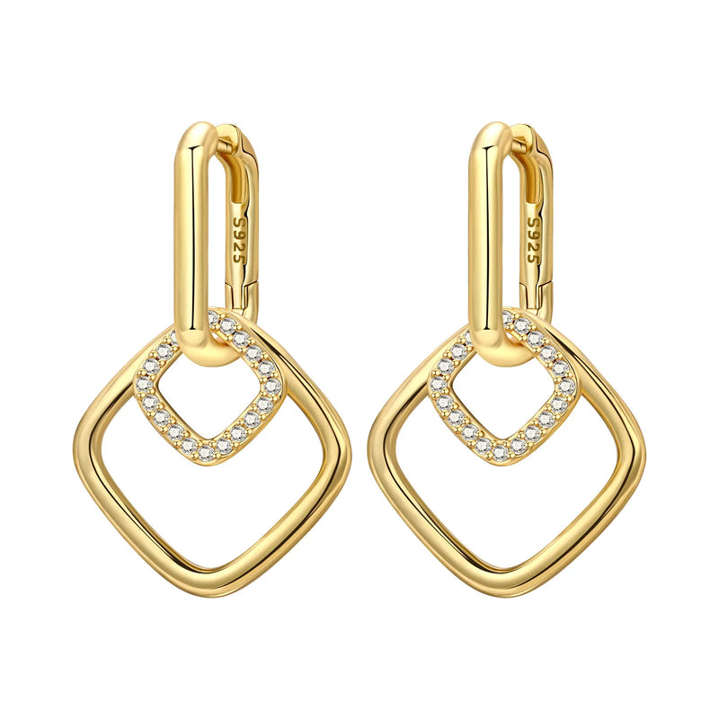 Orstarry S925 Sterling Silver 18k Gold Modern Square Earrings Hoop Earrings For Women Jewelry Original Trendy Anniversary Gifts