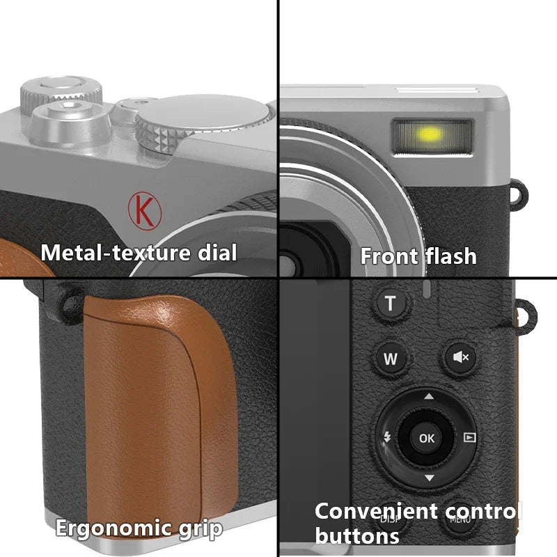 NBD Digital Camera 56MP Cameras for Photography 4K Camera 180°Flip Screen Digital Point and Camera with 16X Zoom Compact Camera