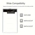 Transparent HDD Case HDD Enclosure 2.5 Inch SSD SATA To USB2.0 Type-C Adapter Portable External Hard Drive Box Tool-Free
