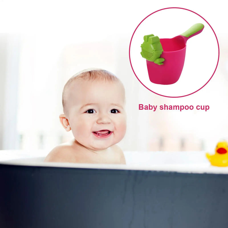 Baby Kids Bath Pail Body Washing Shower Children shampoo shower spoon frog water spoon for Rinsing Hair Protecting Infant Eyes