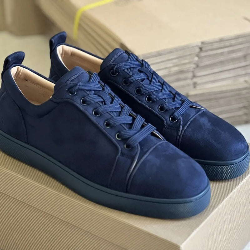 High Street Men's Increased Lace-up Round-headed Casual Shoes Red Shoes New 2026 Men's Fashion Low-cut Blue Casual Shoes