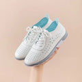 Summer Breathable Hollow White Shoe Women Flats Shoes Genuine Leather Women Sneakers Shoes Lace Up Loafers Soft Oxford Shoes2025