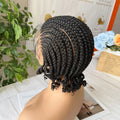 Short Full Lace Cornrow Braided Bob Wigs Synthetic Braided Lace Wig with Baby Hair Knotless Handmade Braids Wigs for Black Women